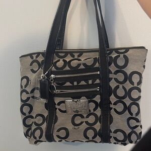 Coach Black and Tan Signature Tote